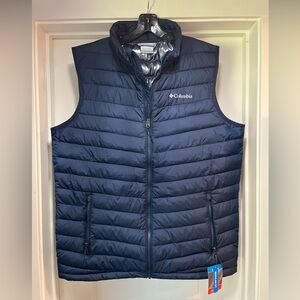 Mens Large Columbia Slope Edge II Vest Blue Puffer Insulated Omni-Heat New Tag